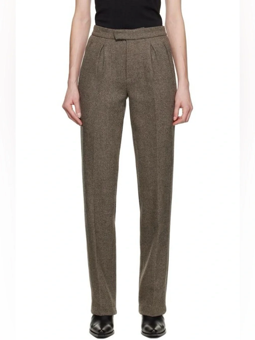 NWT Anine Bing Brice Herringbone Wool Trousers 32